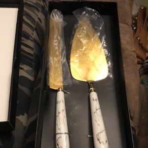 Quartz Cutlery Serving Set -Brand New- Gold plated with quartz handles